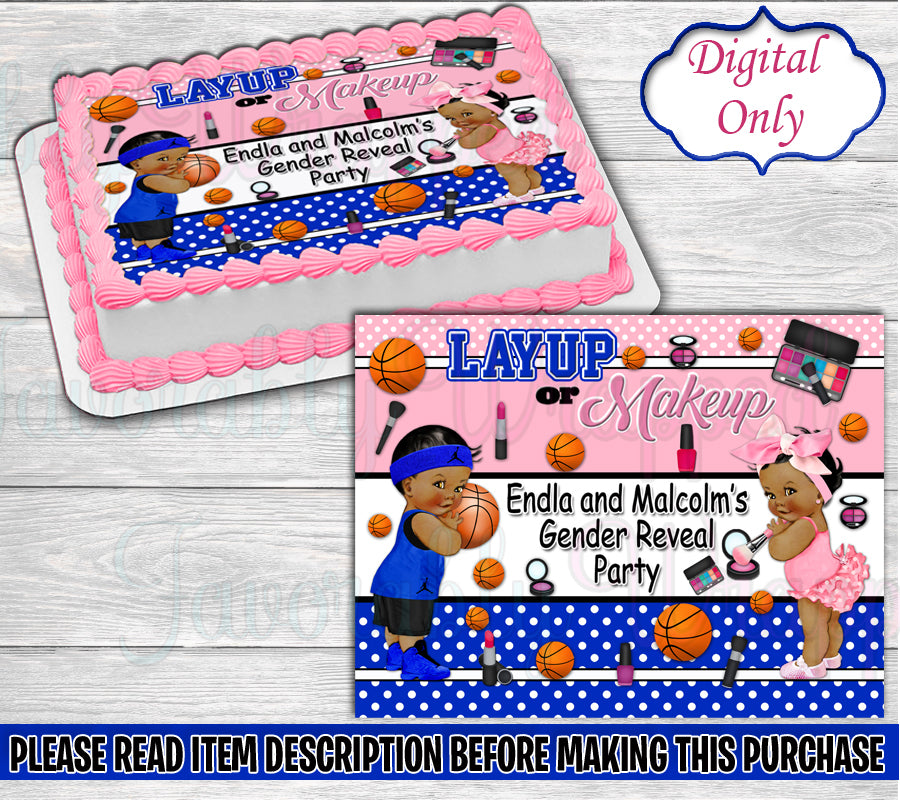 Layup or Makeup 1/4 Sheet Cake-Layup or Makeup Gender Reveal-Layup or –  Favorably Wrapped