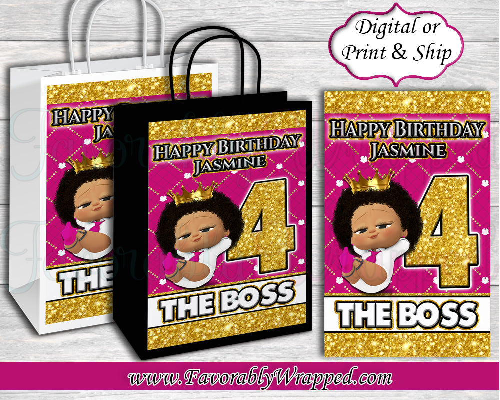 Black and Pink Happy Birthday Gift Bag