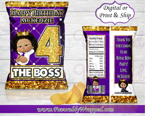 Crown Boss Baby Girl Chip Bag-Boss Baby Birthday-Boss Baby Party-Boss Baby-Purple Boss Baby