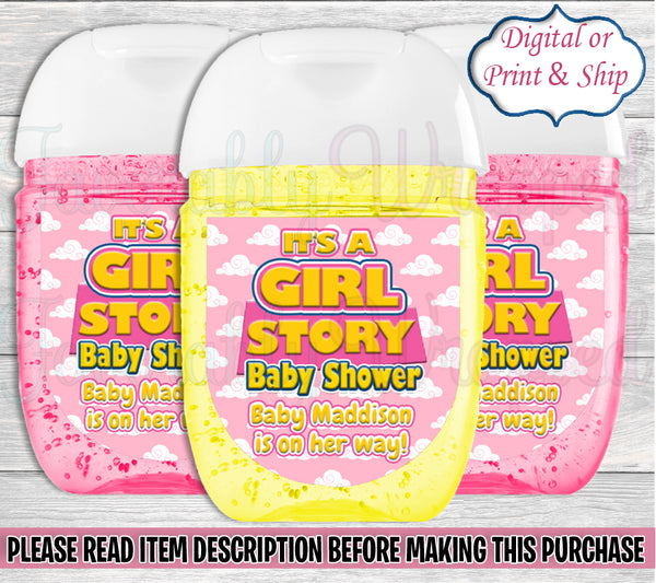 Its a Girl Story Hand Sanitizer Label-Toy Story Baby Shower Hand Sanitizer Labels-Toy Story Baby Shower-It's a Boy Story Chip Bag-Its a Girl