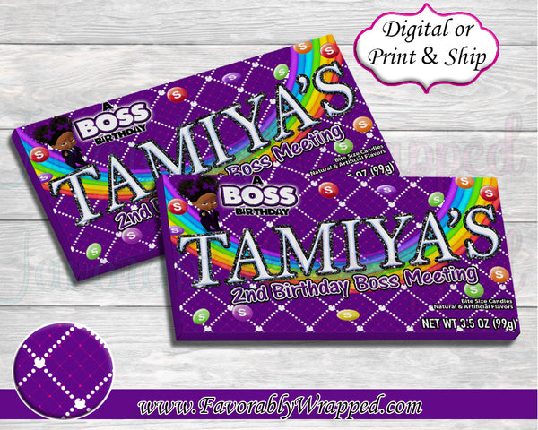 Boss Baby Birthday Rainbow Candy Box-Boss Baby-Boss Baby Birthday-Boss Birthday Party-Boss Baby Skittle Box Labels-Purple Boss