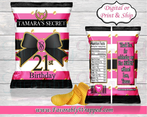Victoria Secret Pink Chip Bag-VS Pink Birthday-VS Pink Party-Victoria Secret Birthday Party-Chip Bag-Favor Bag-Pink Party-Pink Birthday