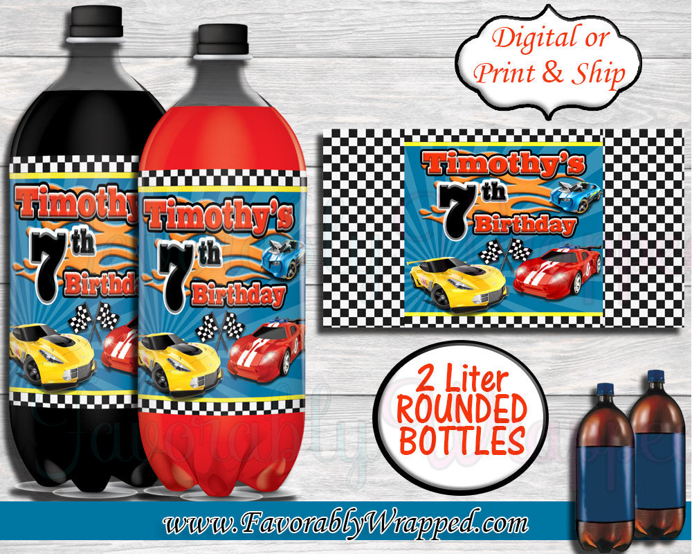 Race Car Soda Bottle Labels-Hot Wheels Soda Bottle Label-Race Car Birt –  Favorably Wrapped