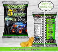 Monster Truck Chip Bag-Monster Truck Favor Bag-Monster Truck Birthday Party-Truck Chip Bag-Blaze and the Monster Machine Chip Bag