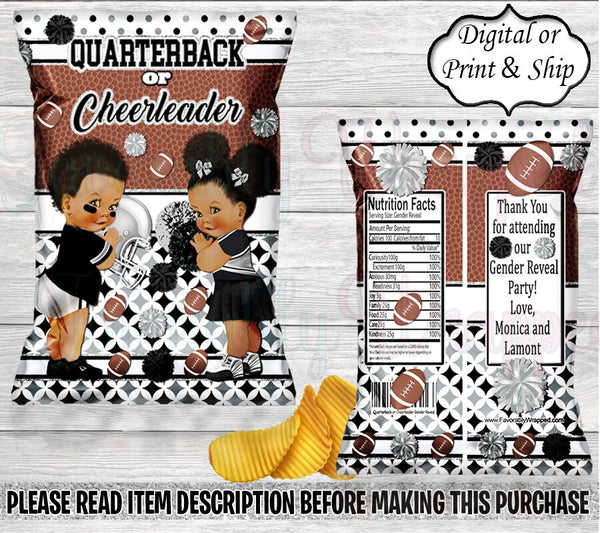 Quarterback or Cheerleader Chip Bag-Quarterback or Cheerleader Gender Reveal-Touchdown or Tutus Chip Bag-Raiders Chip Bag-Raiders Decoration