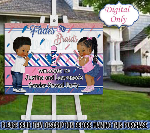 Fades or Braids Gender Reveal Welcome Sign-Fades or Braids Sign-Welcome Sign-Hip Hop Gender Reveal Welcome Sign-Fades or Braids Chip Bag