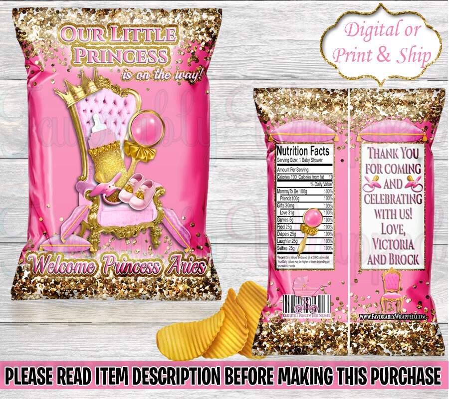 Royal Prince Baby Shower Party Favors Royal Princess Chip Bag