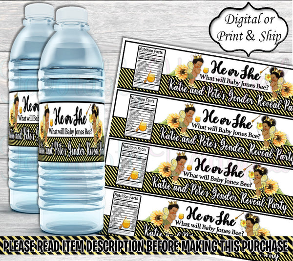 Bumble Bee Gender Reveal Water Bottle Label-What Will It Bee Water Label-Bumble Bee Baby Shower-Water Label-Baby Shower-Its a Boy-Its a Girl