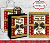 Red and Gold Christmas Gift Bag-Christmas Gift Bag Labels-Christmas Treat Bag-Christmas Favor Bag-Merry Christmas Gift Bag
