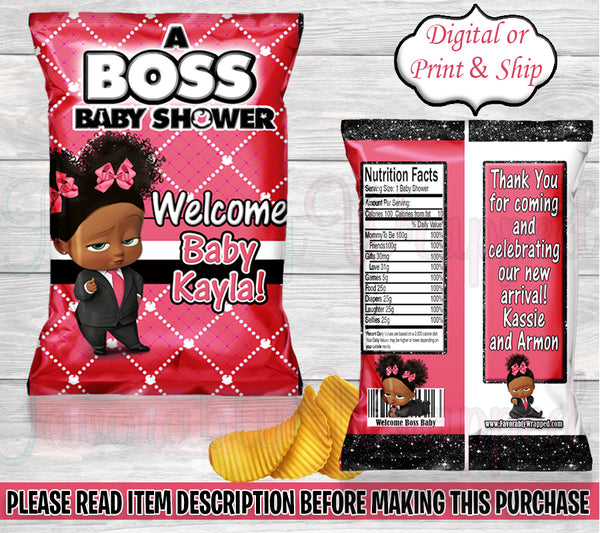 Boss Baby Girl Baby Shower Chip Bag-Boss Baby Shower-Boss Baby Party-Boss Baby-Boss Baby Decoration