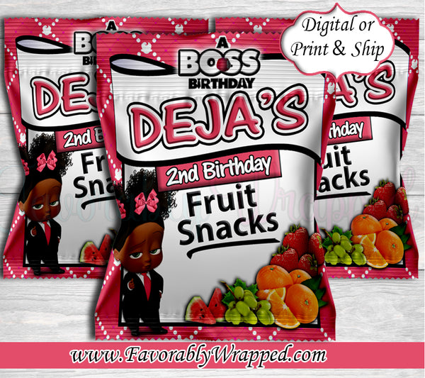 Boss Baby Girl Fruit Snack-Boss Baby Fruit Snack Labels-Boss Baby Birthday-Boss Baby Party-Fruit Snack Wrapper