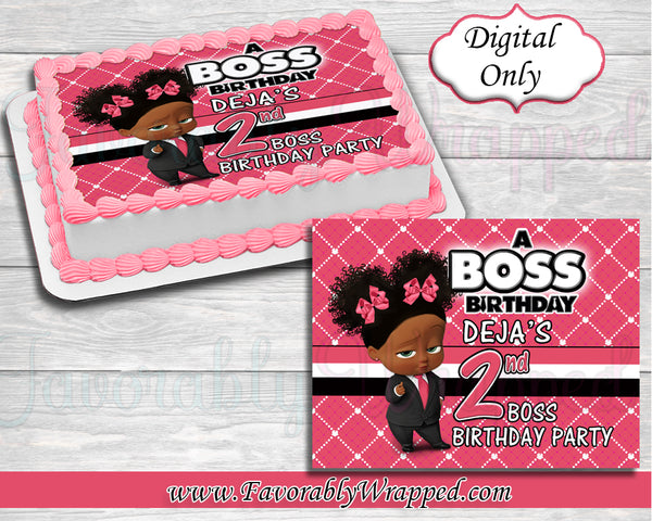 Girl Boss Birthday Edible Cake Image-Boss Baby-Boss Baby Birthday-Boss Birthday Party-Boss Party-Boss Baby Edible Cake Image-Boss Baby Clipart