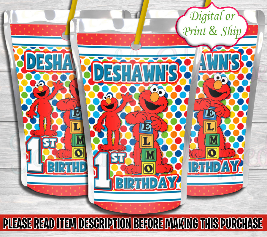 Elmo Capri Sun Juice Label-Elmo Birthday-Elmo Party-Elmo Juice Label-E ...