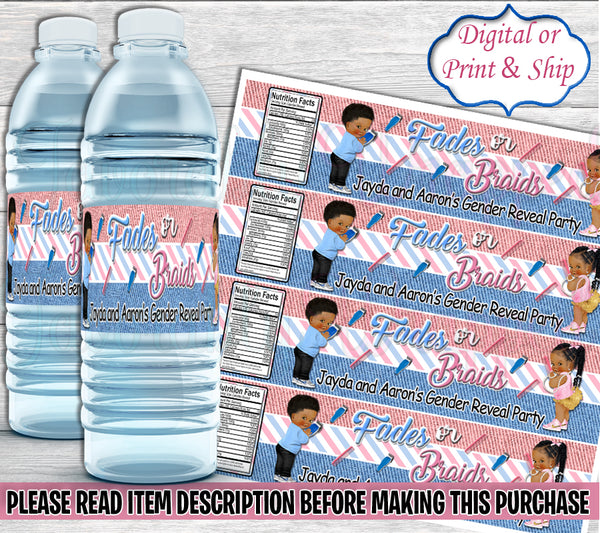 Fades or Braids Water Label-Fades or Braids Gender Reveal-Fades or Braids Chip Bag-Beauty or Beats Chip Bag-Barber Chip Bag-Hairstylist Chip