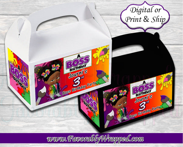 Paint Party Girl Boss Birthday Gable Box Labels-Boss Baby-Gable Box Labels-Art Party