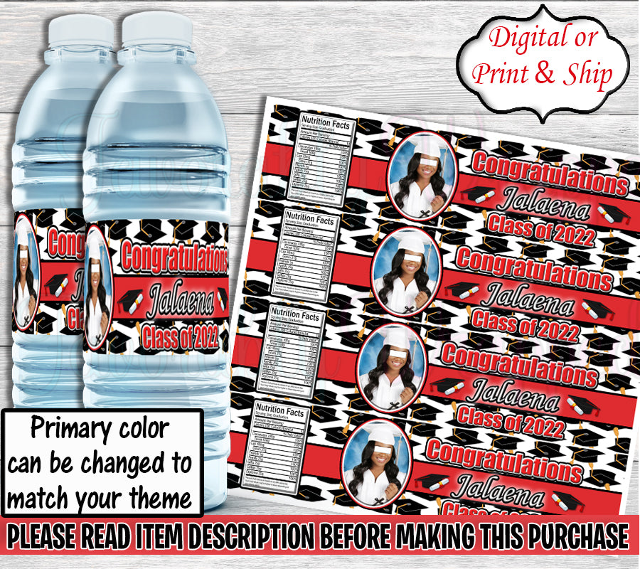 Graduation Water Bottle Labels-Graduation-Graduation Favor Bag-Graduat – Favorably Wrapped for Free Printable Graduation Water Bottle Labels