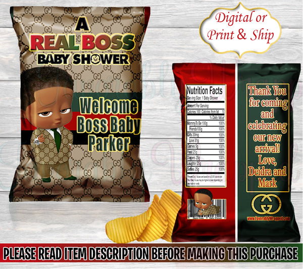 Gucci Inspired Boss Baby Shower Water Bottle Labels-Boss Baby Water La –  Favorably Wrapped