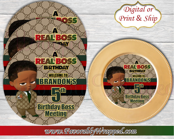 Gucci Inspired Boy Boss Baby Birthday Charger Insert-Boss Baby Birthday-Boss Baby Paper Plate Insert-Gucci Boss Baby
