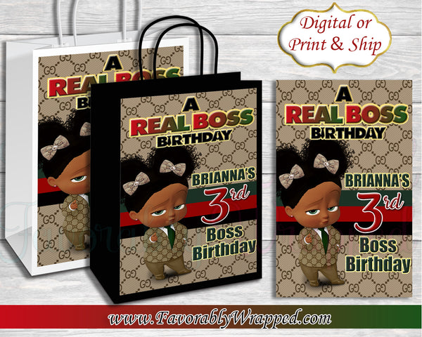 Gucci Girl Boss Birthday Gift Bag-Boss Baby-Boss Baby Birthday-Boss Party-Boss Baby Gift Bag Label-Gucci Boss Baby Gift Bag