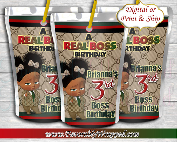 Gucci Inspired Girl Boss Birthday Capri Sun Juice Labels-Boss Baby Juice Label-Boss Baby Birthday-Juice Label