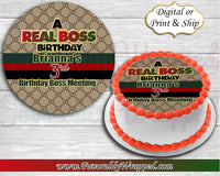 Gucci Inspired Girl Boss Birthday Edible Cake Image-Boss Baby-Boss Baby Birthday-Boss Baby Edible Cake Image-Round Cake