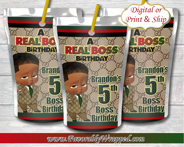 Gucci Inspired Boy Boss Baby Birthday Capri Sun Juice Labels-Boss Baby-Boss Baby Birthday-Gucci Boss Baby