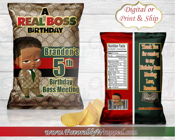 Gucci Inspired Boy Boss Birthday Chip Bag-Boss Baby-Boss Baby Birthday-Boss Baby Chip Bag Labels-Gucci Boss Baby Chip Bag-Gucci Boss Baby