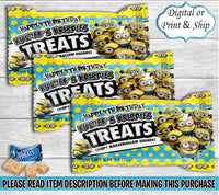 Minions Rice Krispies Treats-Minions Birthday-Minions Party-Minions Party Favors-Despicable Me Chip Bag-Minions