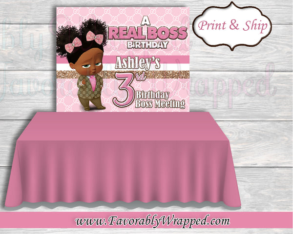 Gucci Inspired Boss Baby Girl Table Backdrop-Pink Gucci Boss Baby 4x3 Backdrop-Boss Baby Birthday-Gucci Boss Baby-Pink Gucci Boss Baby