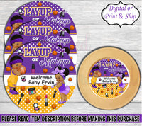 Layup or Makeup Charger Insert-Layup or Makeup Gender Reveal Party-Free Throws or Pink Bows Gender Reveal Chip Bag-Free Throws or Purple Bow
