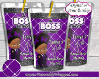 Boss Birthday Juice Labels-Boss Baby-Boss Baby Birthday-Boss Birthday Party-Boss Party-Boss Baby Gift Bag Labels-Boss Baby Clipart-Purple Boss Baby
