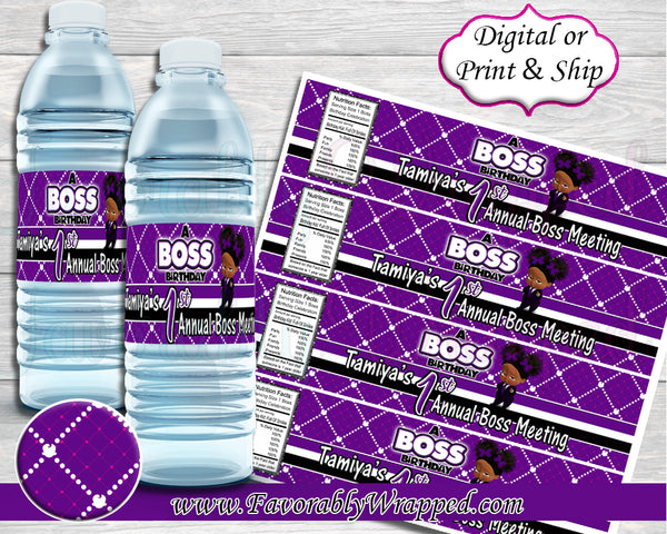 Boss Birthday Water Labels-Boss Baby-Boss Baby Birthday-Boss Birthday Party-Boss Party-Boss Baby Gift Bag Labels-Boss Baby Clipart-Purple Boss Baby