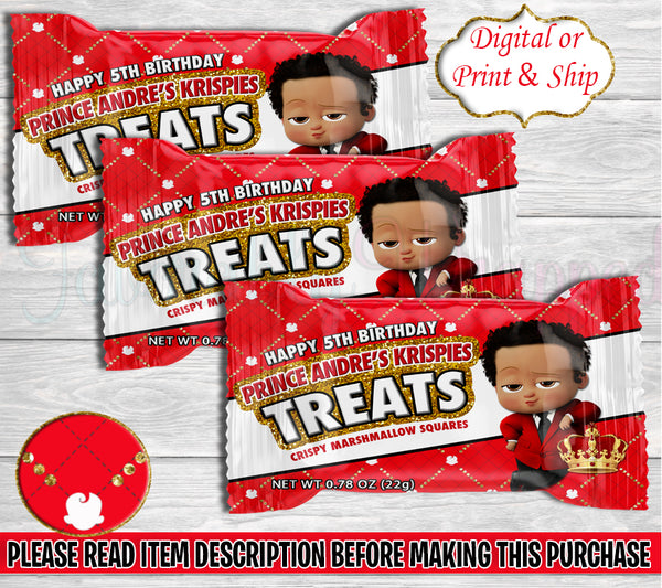 Boss Baby Boy Rice Krispies Treats Wrappers-Boss Baby Birthday-Boss Baby Party