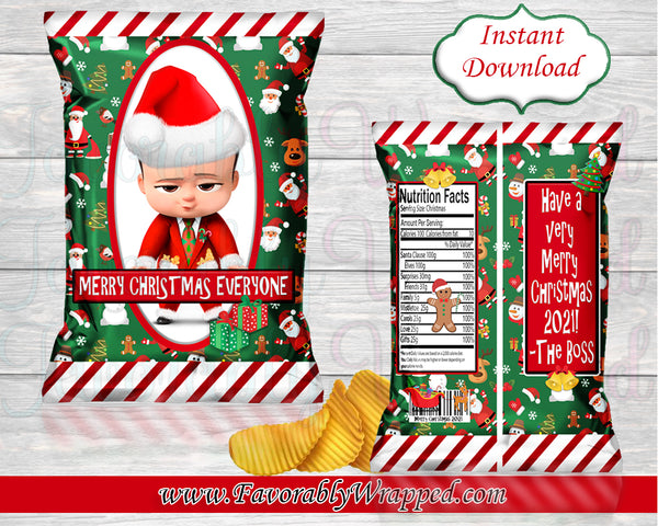 Boss Christmas Chip Bag-Baby Its Cold Outside Chip Bag-Christmas Chip Bag-Boss Baby Chip Bag