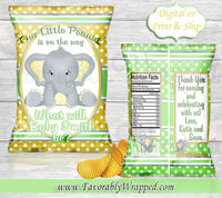 Elephant Chip Bag-Our Little Peanut Baby Shower-Baby Elephant Baby Shower-Elephant Baby Shower-It's a Boy-Our little Peanut Chip Bag