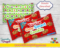 Back to School One Smart Cookie Wrappers-Back To School-Mini Chip Ahoy Cookies-First Day of School-Digital-Student Gifts-One Smart Cookie