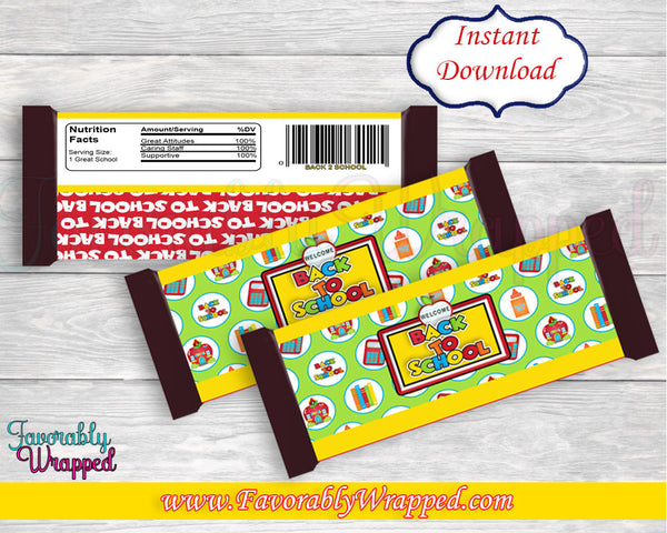Back To School Hershey Bar Wrappers-Hershey Bar Wrappers-First Day of School-Teacher gifts-Student gift-Digital-Instant Download-Hershey Bar