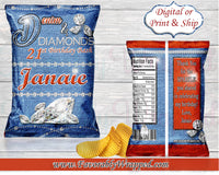 Denim and Diamonds 21st Birthday Chip Bag-Denim and Diamonds Chip Bag-Denim and Diamonds Treat Bags-Chip Bag-Denim and Diamonds Favor Bag