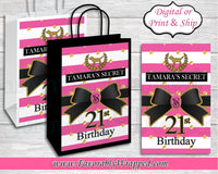 Victoria Secret Pink Gift Bag Label-VS Pink Birthday-VS Pink Party-VS Birthday Party-Pink Party Gift Bag-Gift Bag Label