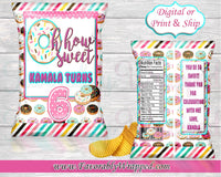 Donut Chip Bags-Donut Birthday-Donut Party-Chip Bag-Favor Bags-Donut Treat Bag-Chip Bag Labels-Donut Party Favors