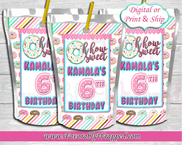 Donut Juice Label-Donut Birthday-Donut Party-Capri Sun Label-Juice Label-Donut Grow Up-Juice Pouch Labels-Donut Party Favors