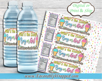 What's the Scoop Gender Reveal Water Bottle Labels-Gender Reveal Party-Ice Cream Party-Ice Cream Water Labels-What's the scoop Baby Shower