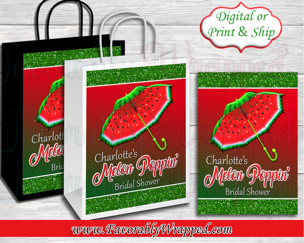 Watermelon Gift Bag Label-Melon Poppin Gift Bag-Watermelon Birthday-Watermelon Bridal Shower-Watermelon Baby Shower-Favor Bag-Gift Bag Label