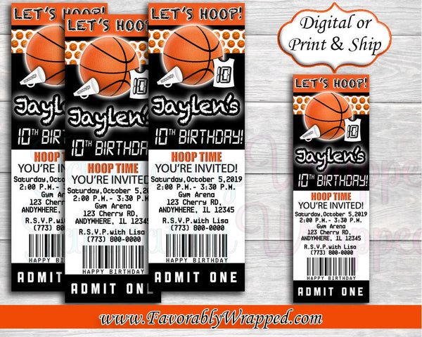 Basketball Ticket Invitation-Basketball Invitation-Basketball Birthday-Basketball Party-Basketball Invite-Basketball Baby Shower