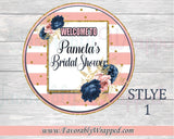 Navy and Marsala Blush Bridal Shower Charger Inserts-Navy and Pink Charger Insert-Paper Plate Inserts-Bridal Shower Charger Inserts-Menu