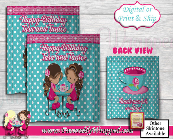 Tea Party Tea Bag Wrapper-Tea Bag Wrapper -Tea Party Clipart-Girls Tea Chip Bag-Tea Party Birthday-Tea Party Baby Shower-Tea Party Chip Bag