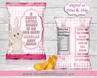 Bunny Chip Bag-Rabbit Chip Bag-Bunny Birthday-Bunny Baby Shower-Rabbit Baby Shower-Rabbit Baby Shower-Bunny Birthday-Bunny Favor Bag