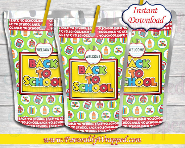 Back to School Juice Label-Student Gifts-Teachers Gifts-Capri Sun Label-First Day of School-Digital-Instant Download