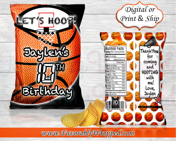 Basketball Chip Bag-Basketball Birthday Chip Bag-Basketball Birthday-Basketball Party-Basketball Treat Bag-Basketball-Basketball Baby Shower