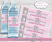Elephant Water Label-Our Little Peanut Baby Shower-Baby Elephant Water Labels-Elephant Baby Shower-It's a Boy-Its a Girl-Water Labels